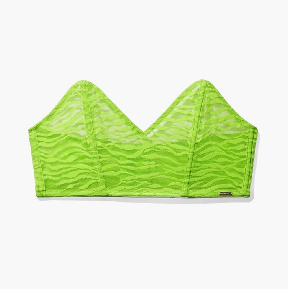 Savage X Fenty All Over Me Lace Bandeau Bralette Green, Size- XL